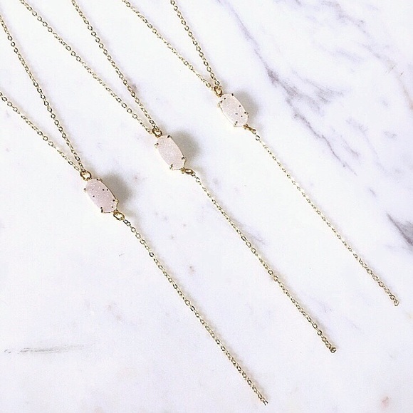 Simple Sanctuary Jewelry - ✨Minimalist White Druzy Lariat Y Necklace✨